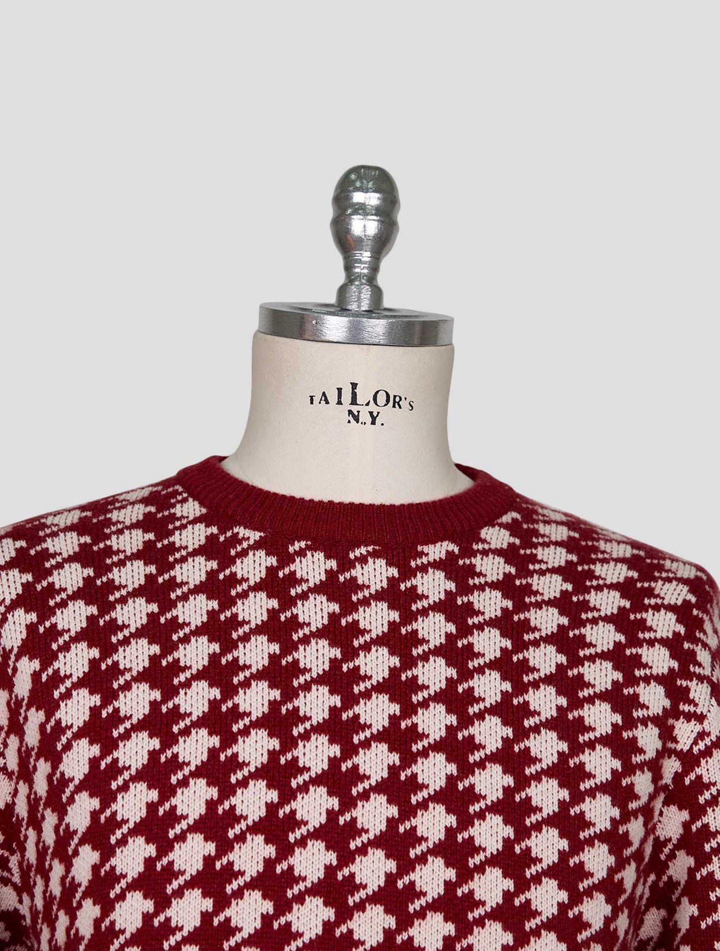 Kiton Red White Cashmere Sweater Crewneck