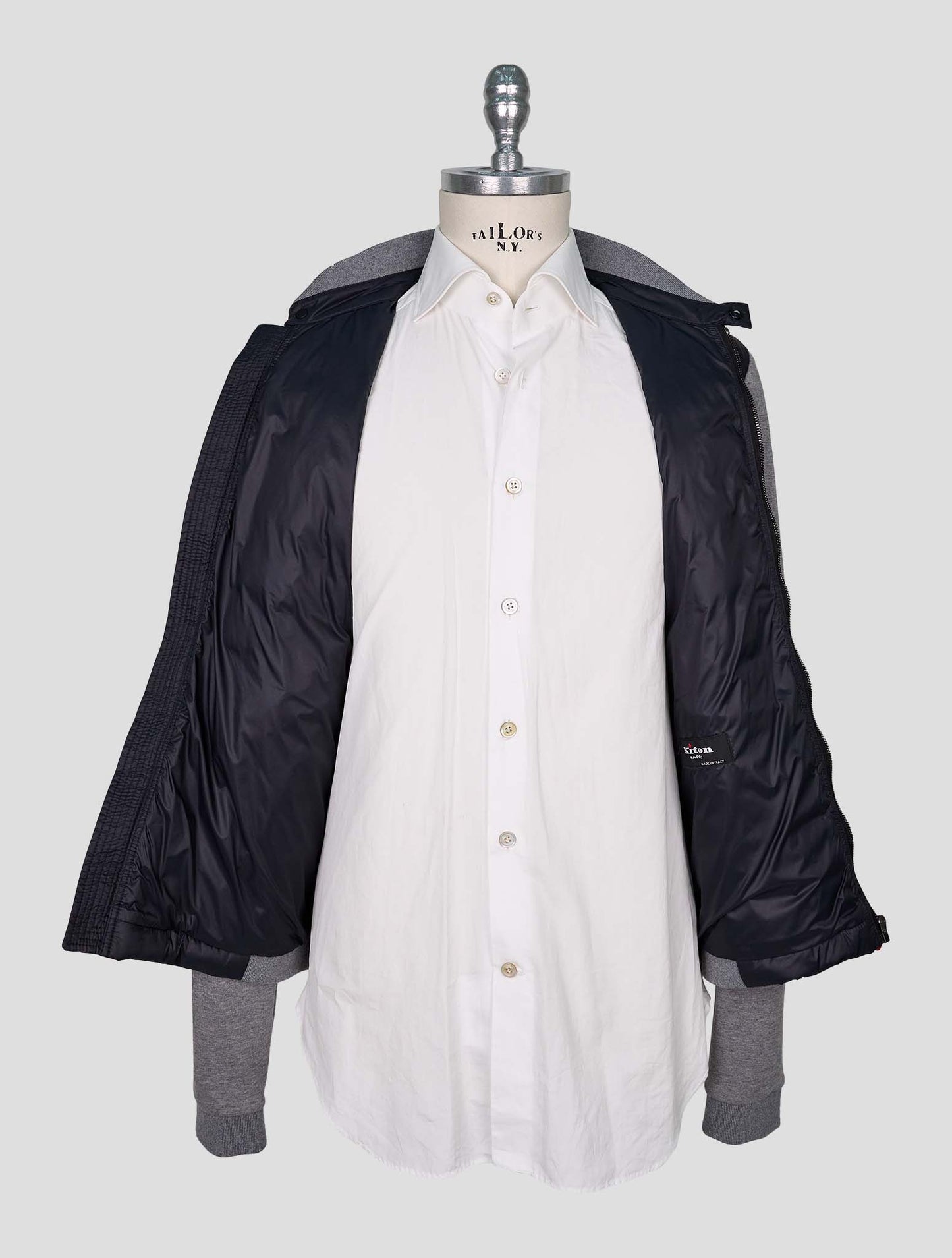 Kiton Gray Cotton Cashmere Coat
