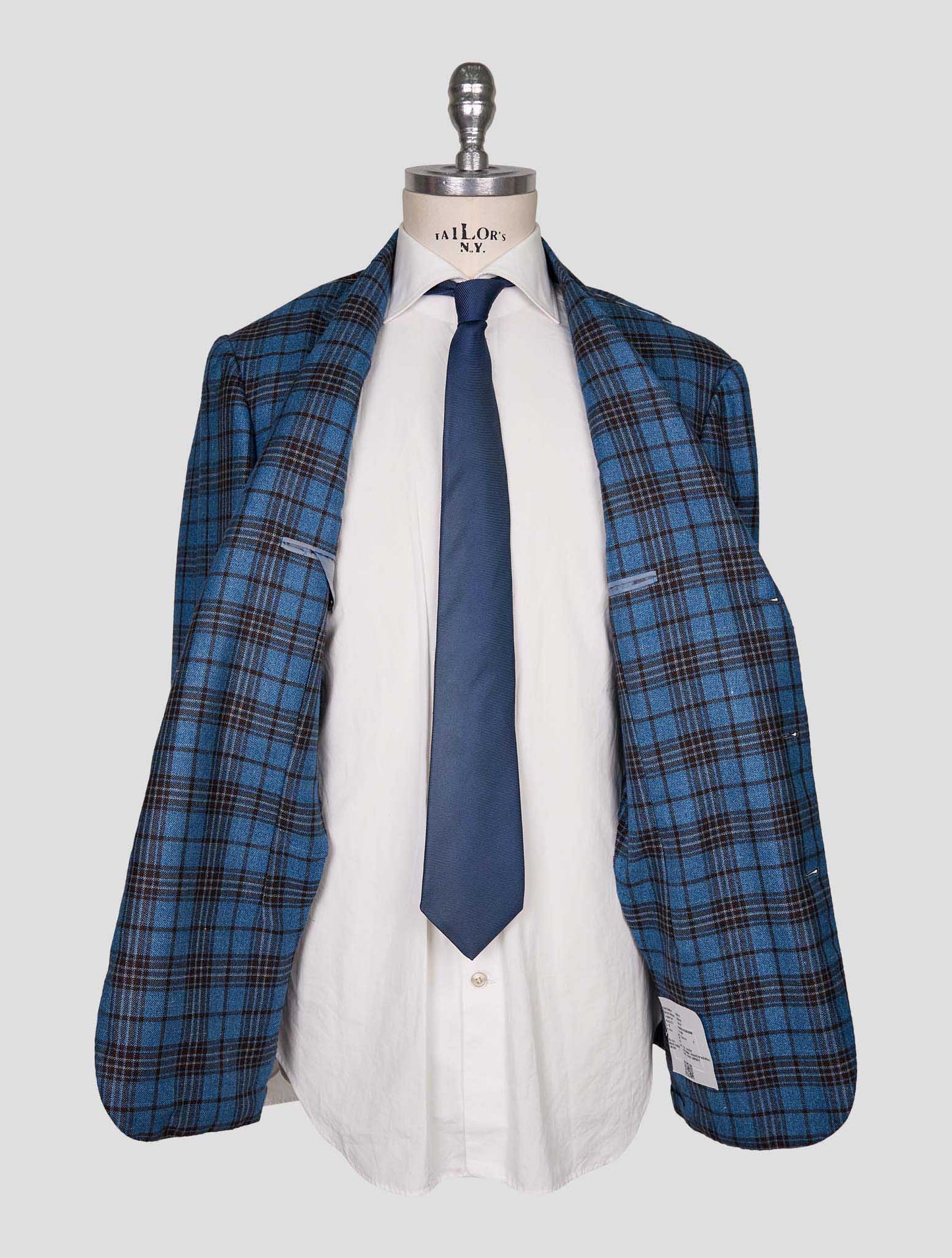 Kiton Light Blue Brown Cashmere Silk Linen Blazer