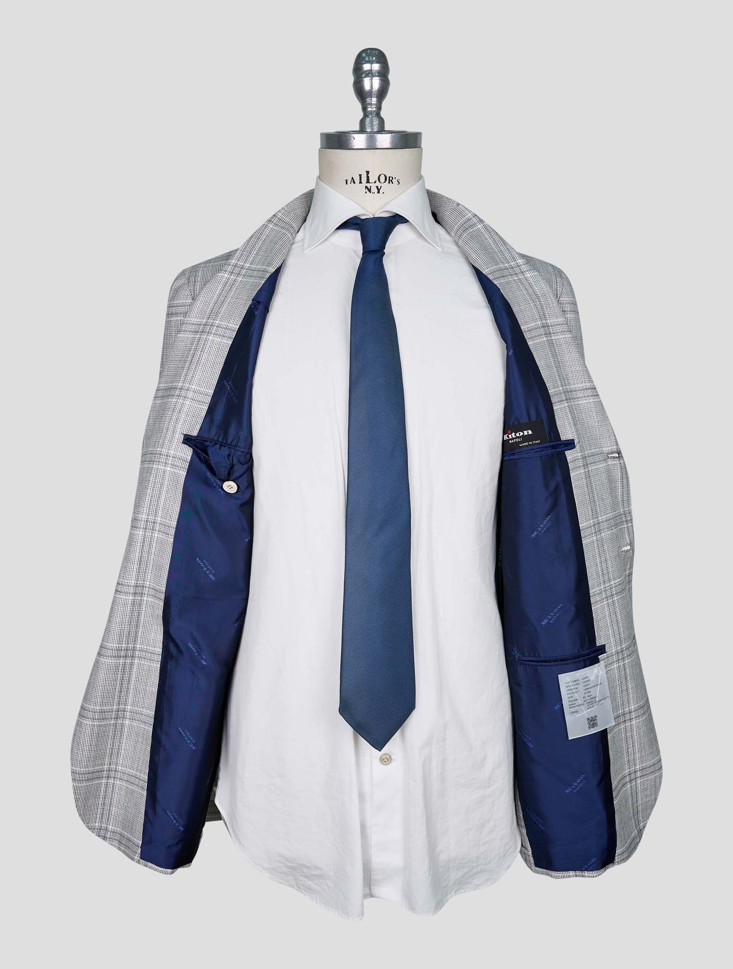 Kiton Gray White Cashmere Wool Silk Linen Blazer