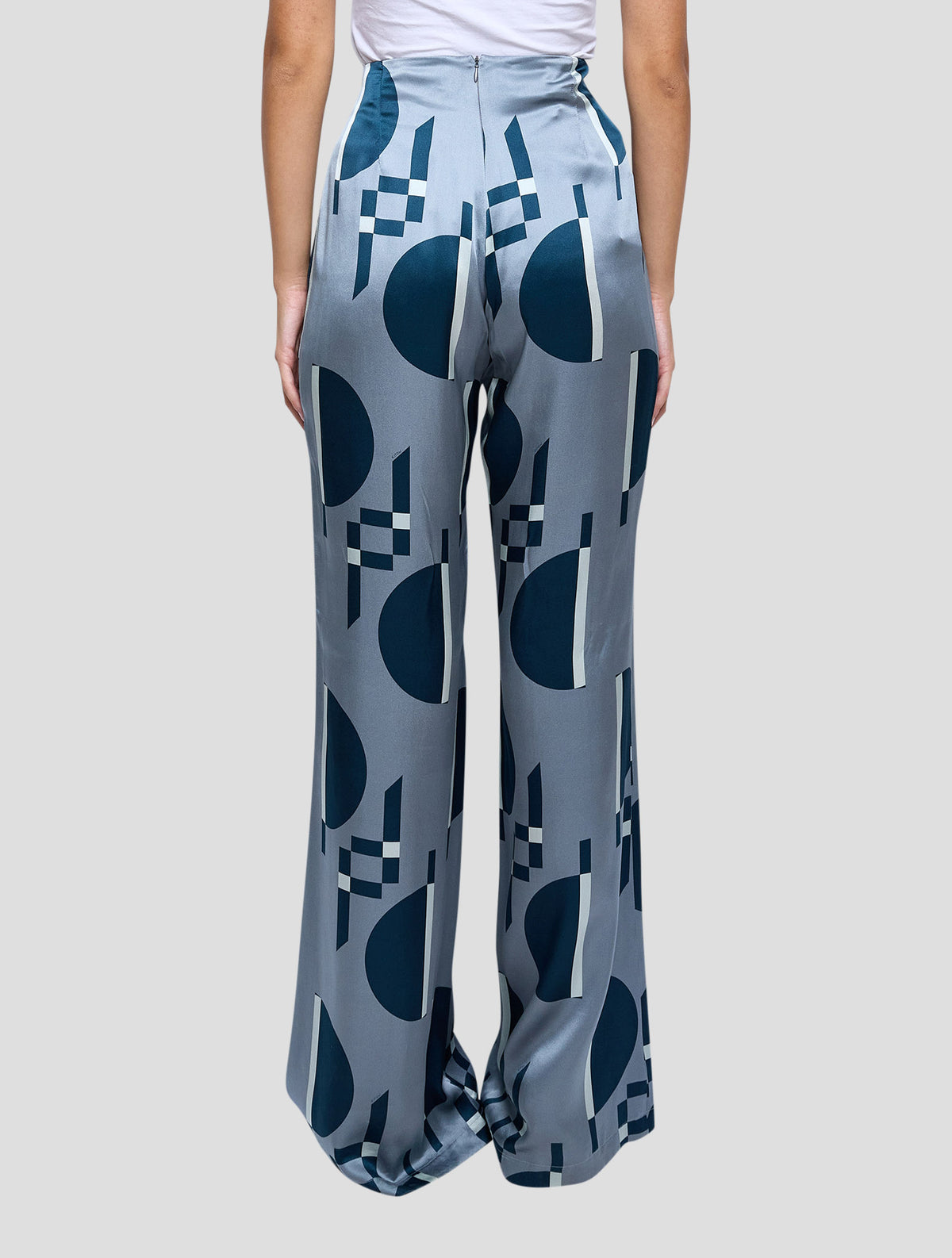 Kiton Gray Blue Silk Pants Women