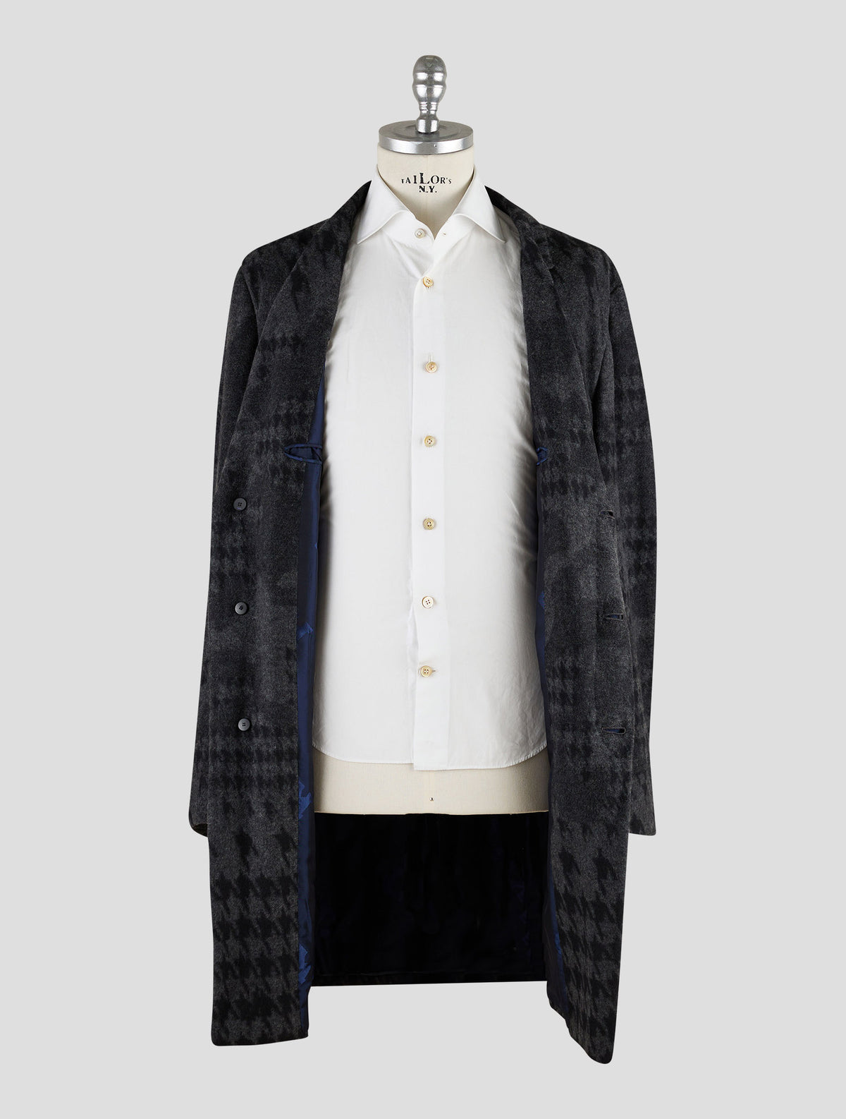 Kiton Knt Gray Black Cashmere Pa Overcoat