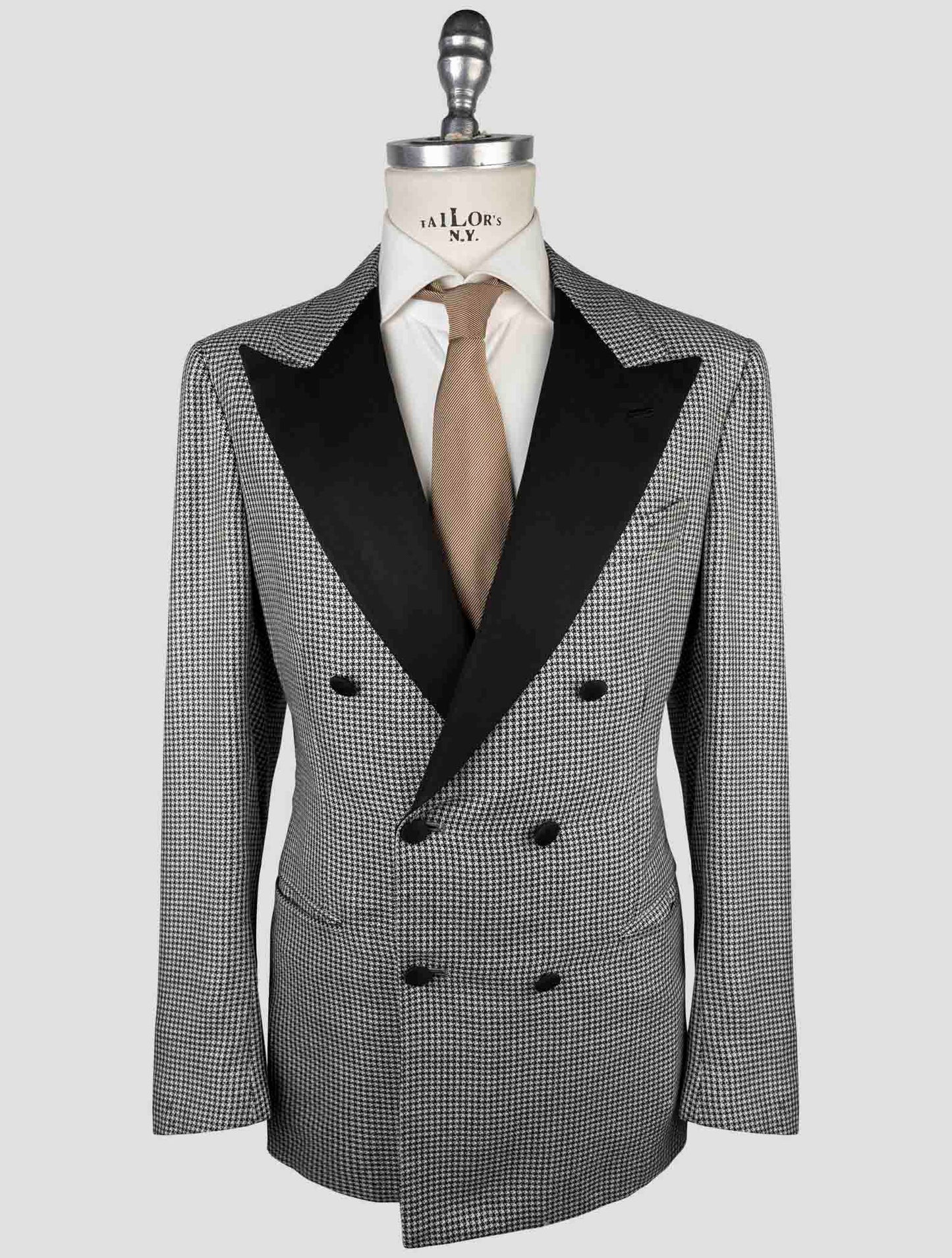 Kiton Black White Cashmere Silk Linen Smoking Blazer