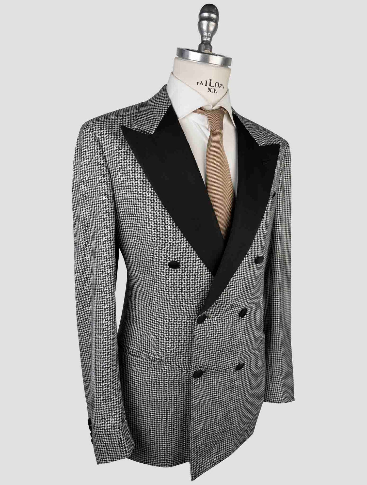 Kiton Black White Cashmere Silk Linen Smoking Blazer