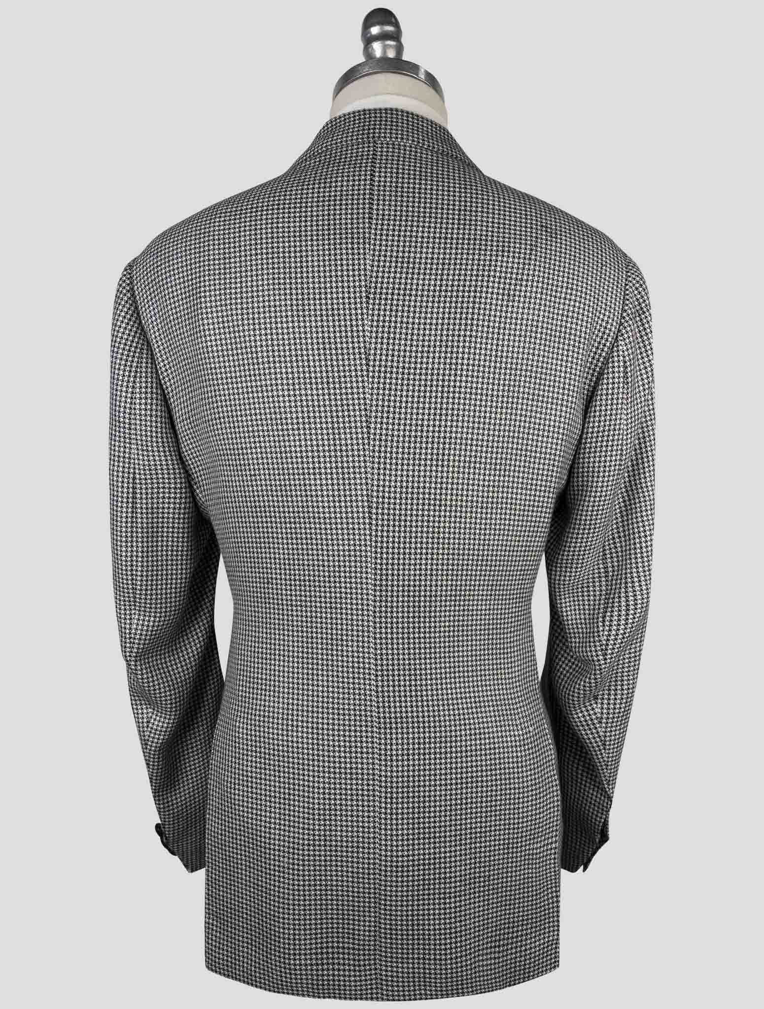 Kiton Black White Cashmere Silk Linen Smoking Blazer