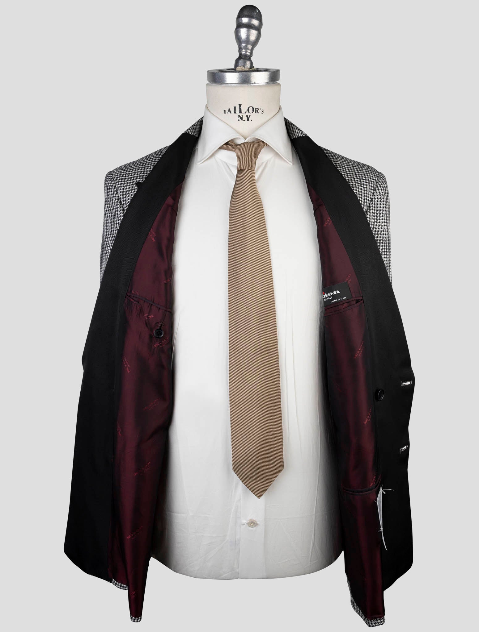 Kiton Black White Cashmere Silk Linen Smoking Blazer