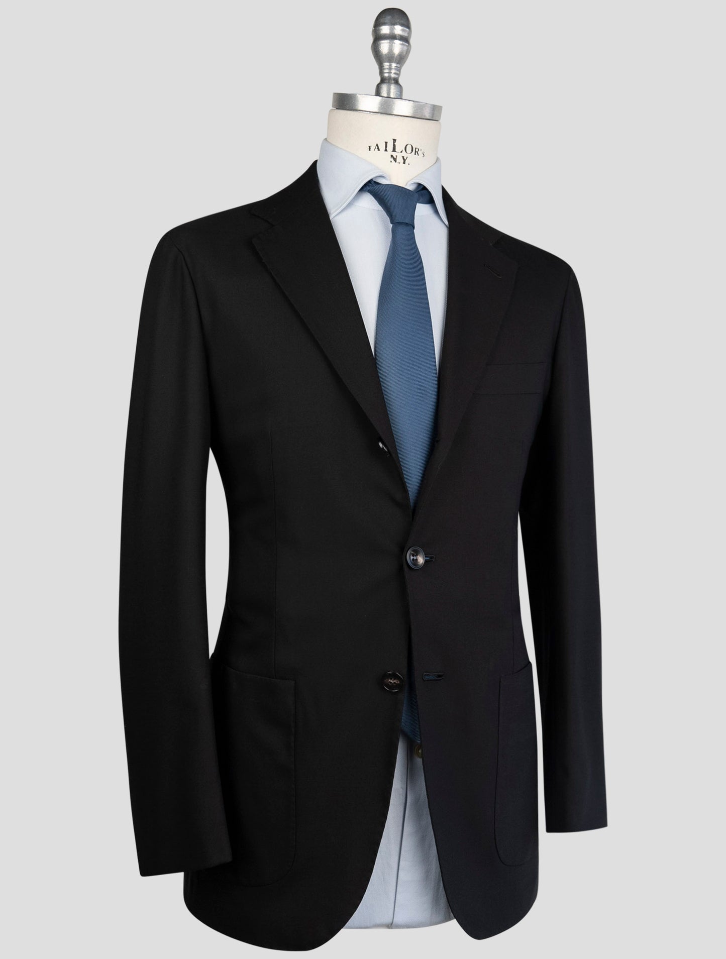 Kiton Black Virgin Wool Ea Blazer