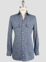 Kiton Blue Virgin Wool Silk Pa Cotton Ea Shirt