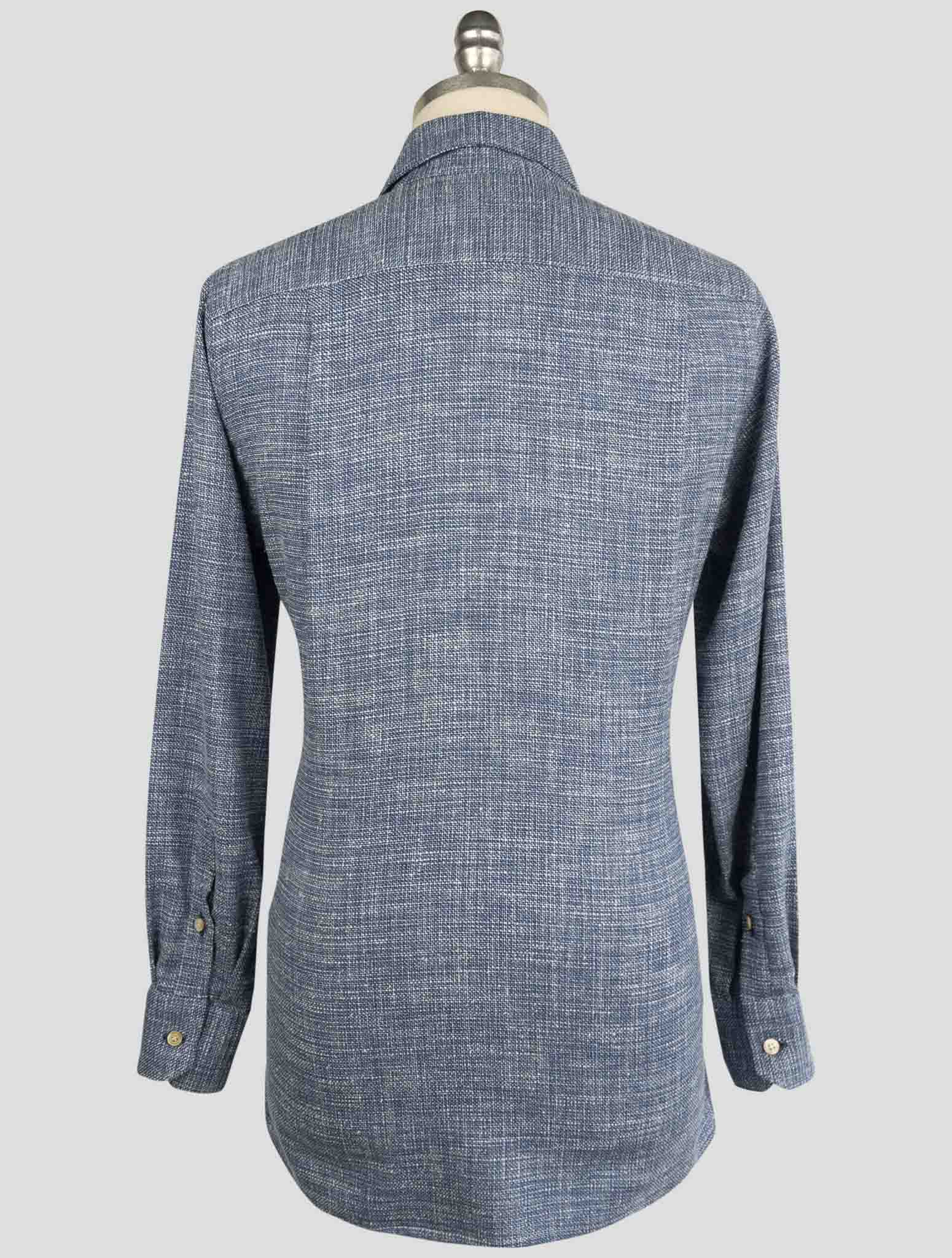 Kiton Blue Virgin Wool Silk Pa Cotton Ea Shirt