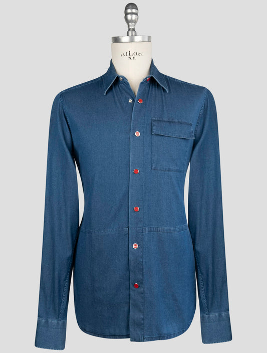 Kiton Blue Cotton Ea Shirt BUBA
