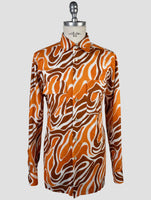 Kiton Brown Orange Cotton Shirt