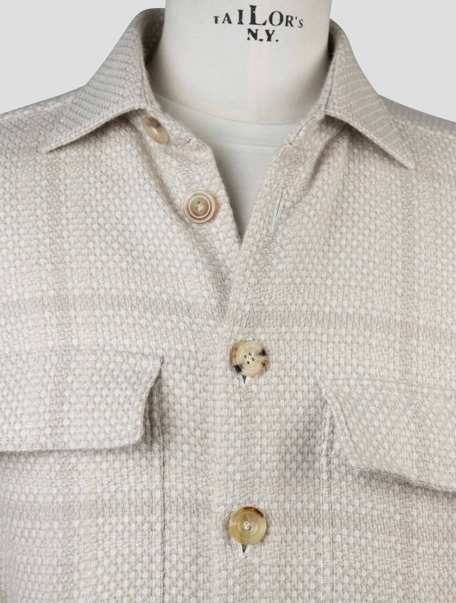 Kiton Beige Cashere Virgin Wool Silk Linen Shirt