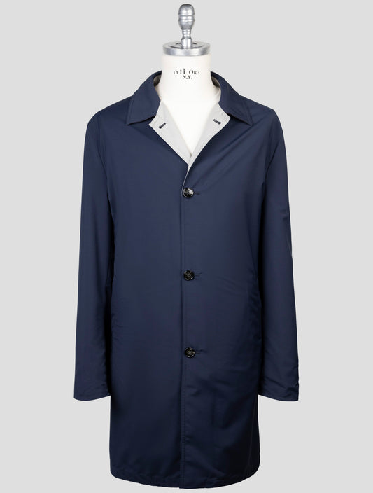 Kiton Blue Beige Wool Pa Reverse Overcoat