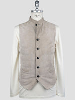 Kiton Taupe Gray Cashmere Leather Suede Vest