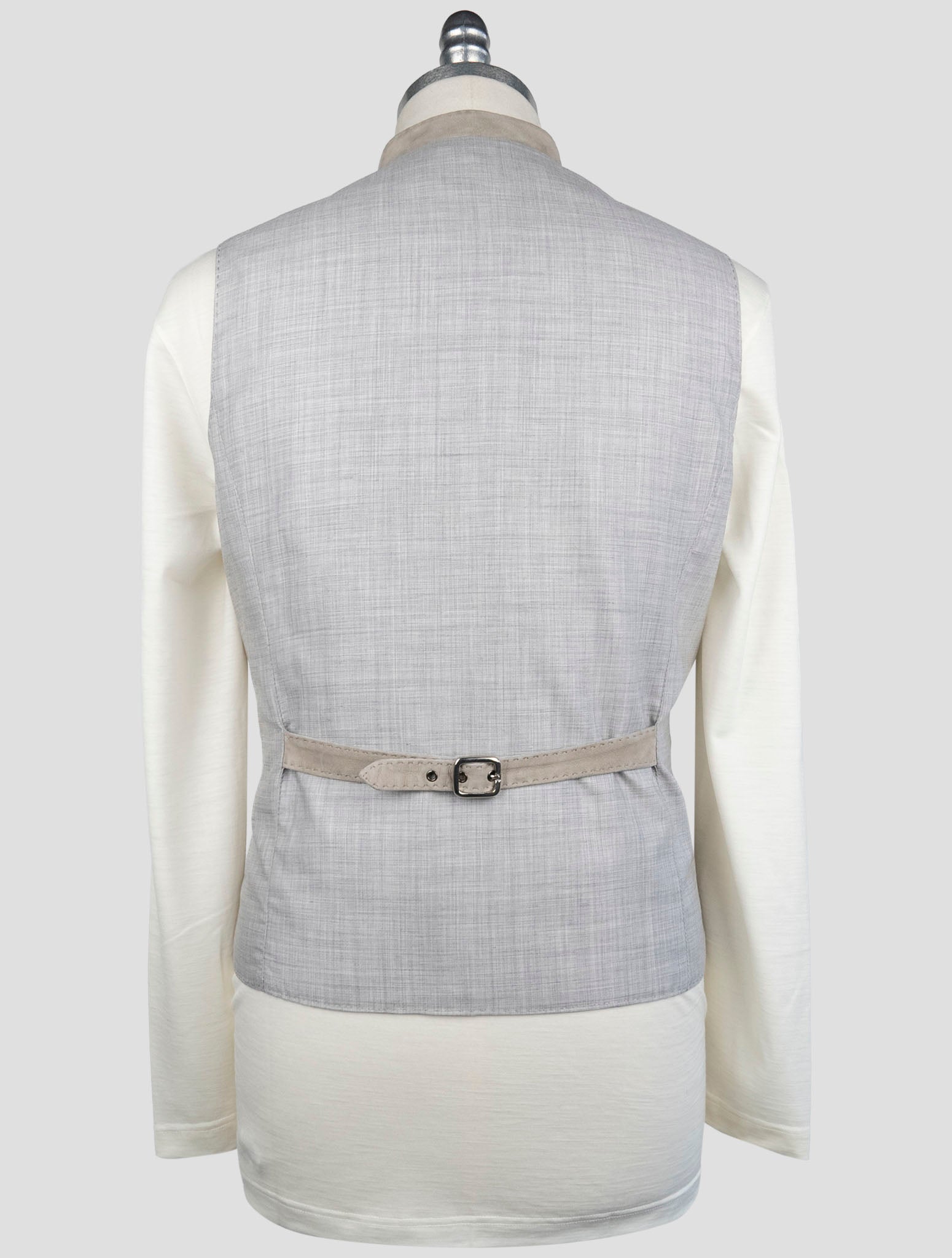 Kiton Taupe Gray Cashmere Leather Suede Vest