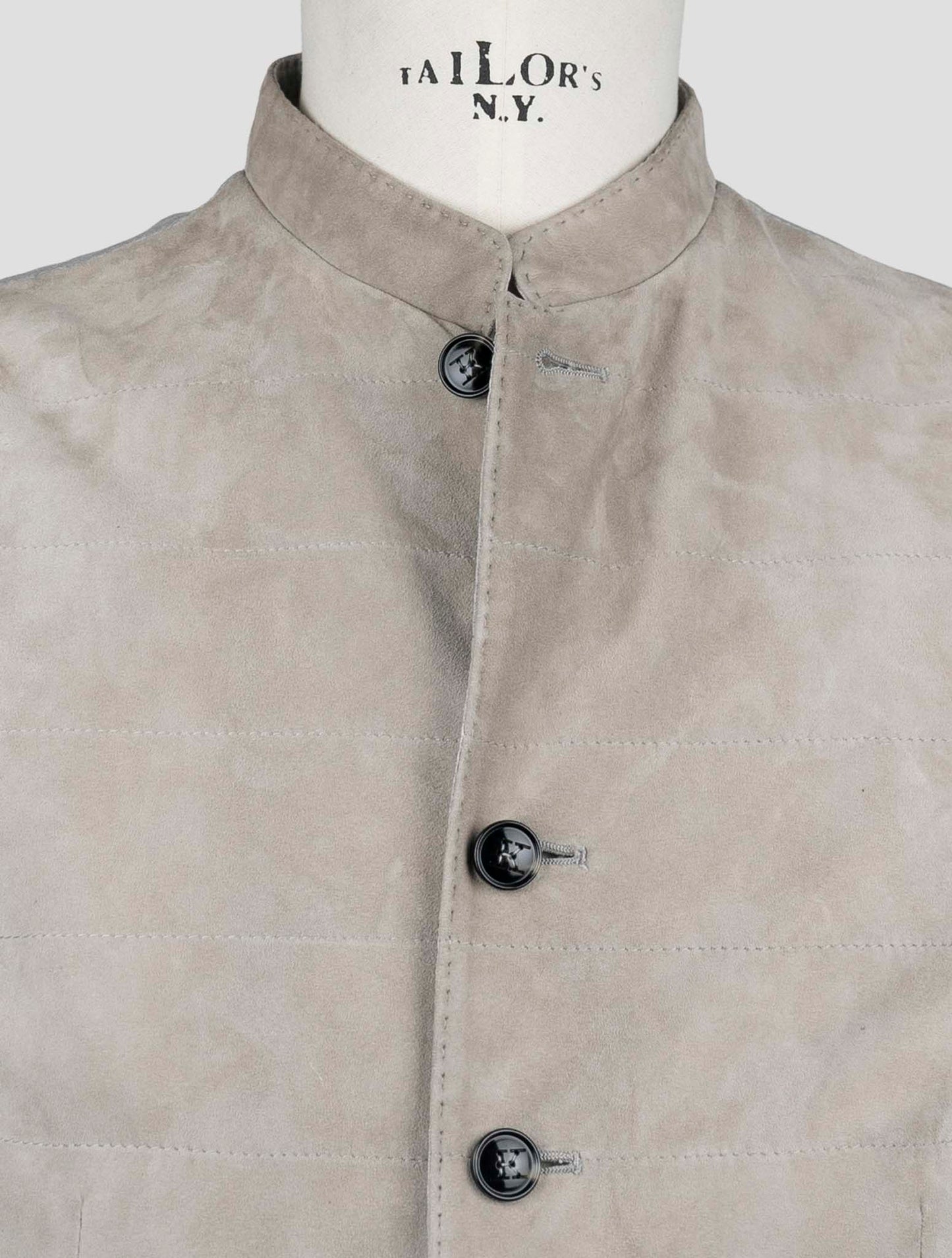 Kiton Taupe Gray Cashmere Leather Suede Vest