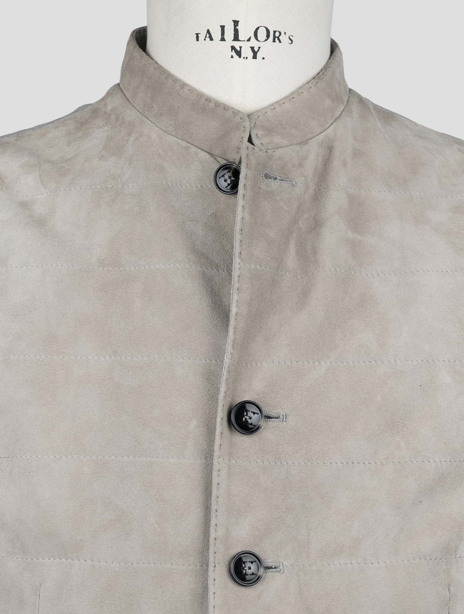Kiton Taupe Gray Cashmere Leather Suede Vest