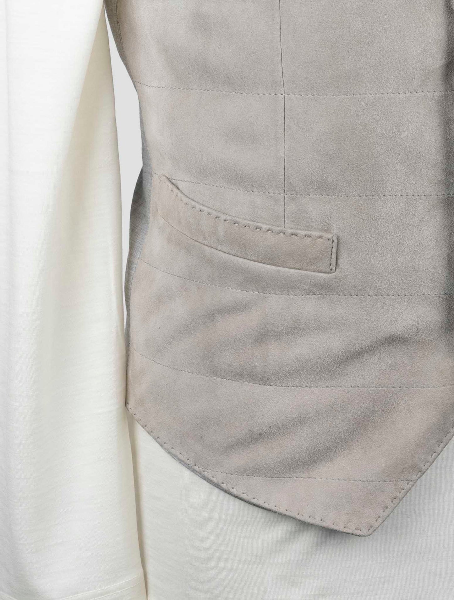 Kiton Taupe Gray Cashmere Leather Suede Vest