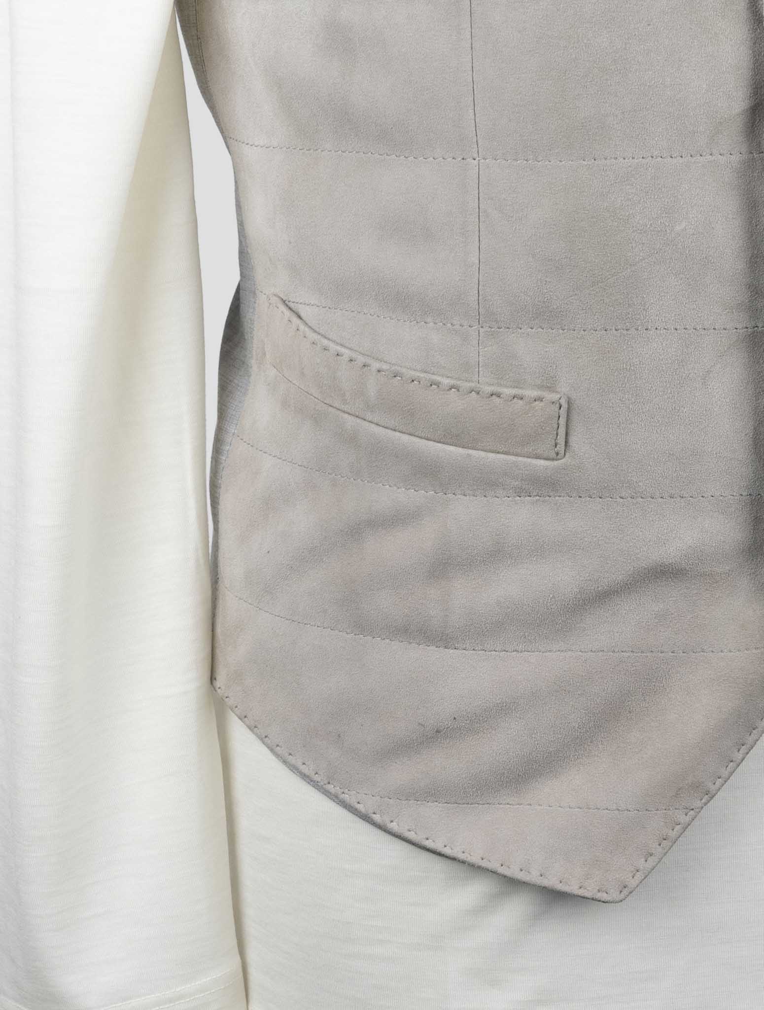 Kiton Taupe Gray Cashmere Leather Suede Vest