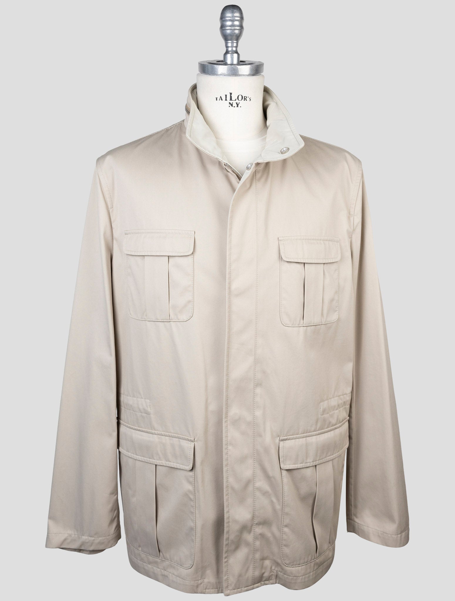 Kiton Beige Cotton Pa Coat
