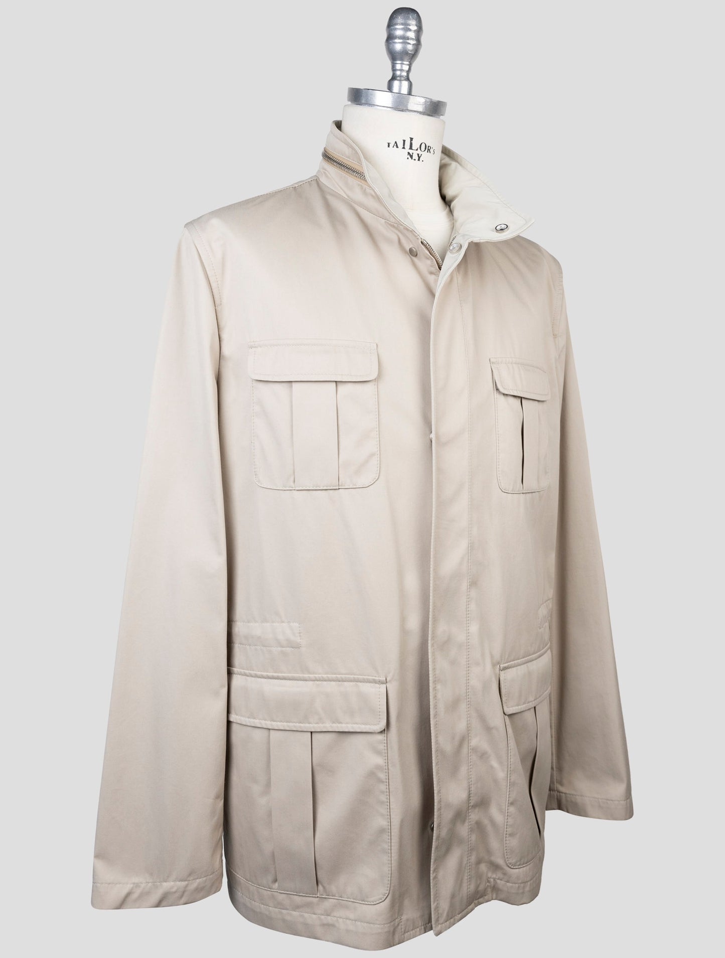 Kiton Beige Cotton Pa Coat