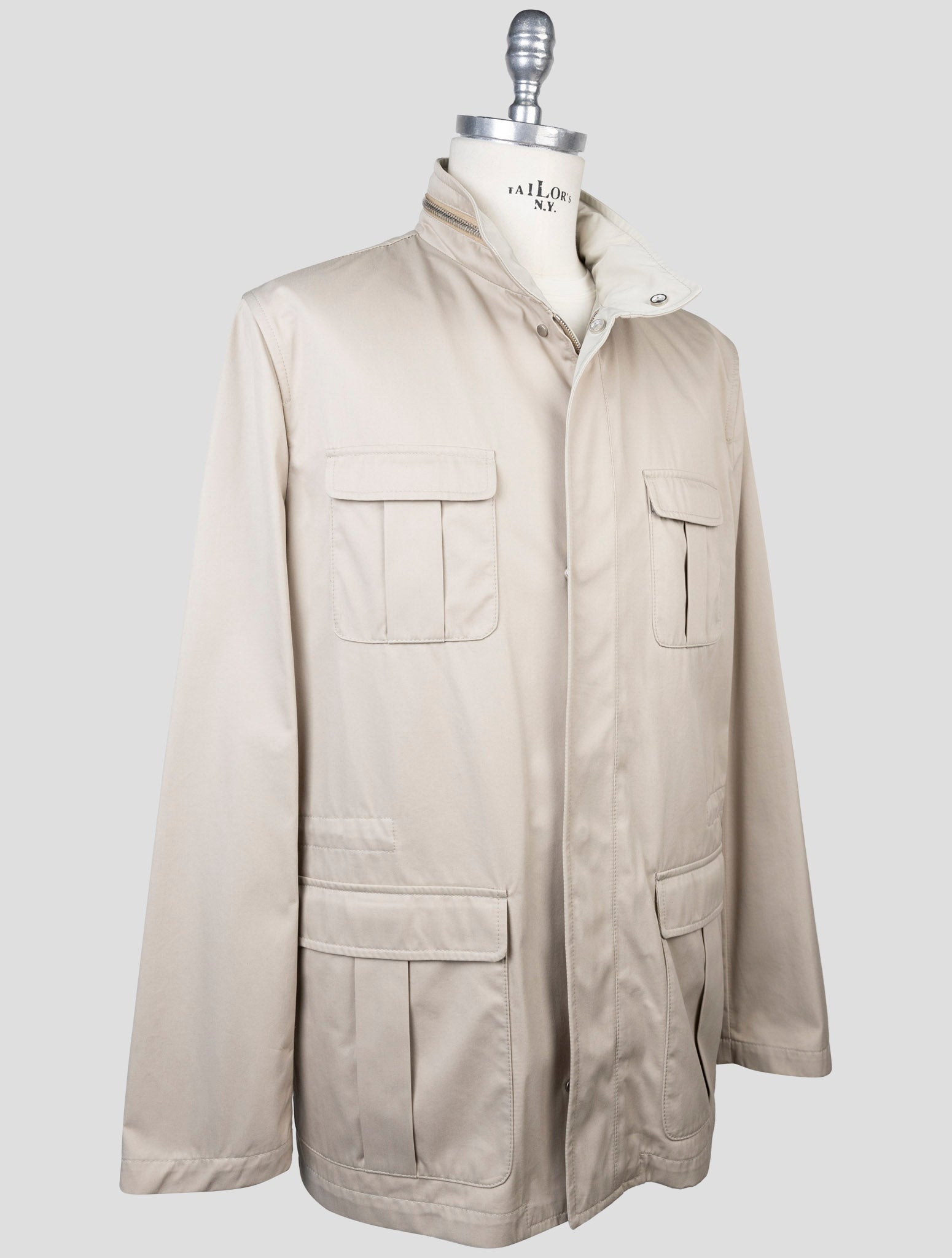 Kiton Beige Cotton Pa Coat