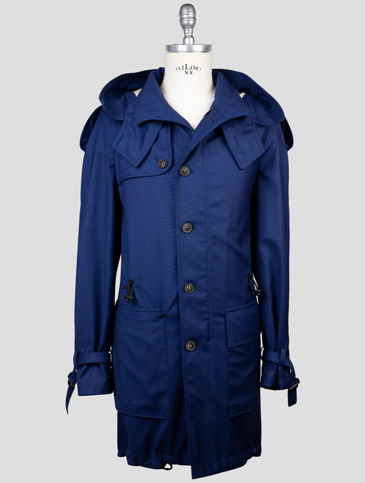 Kiton Blue Virgin Wool Pl Coat