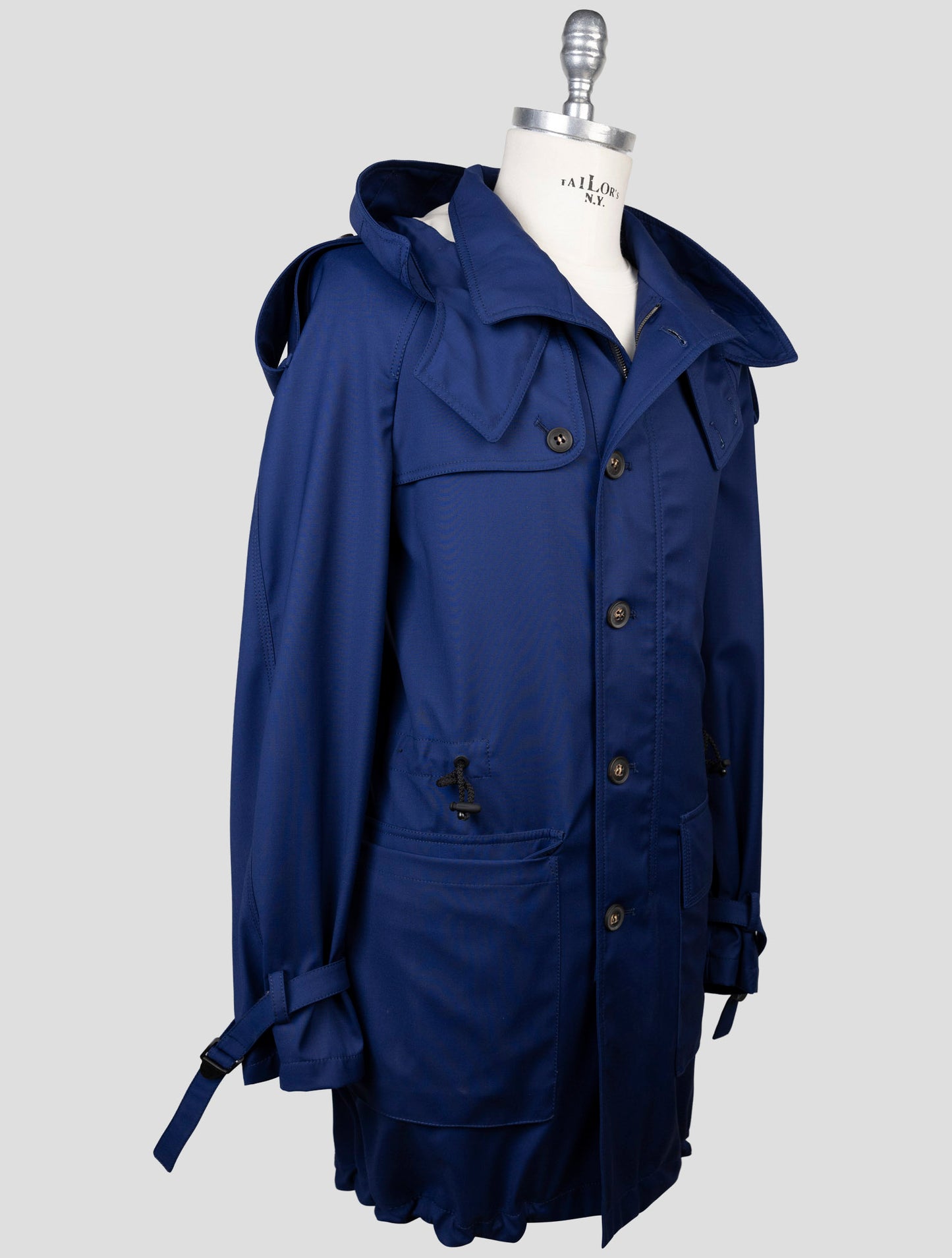 Kiton Blue Virgin Wool Pl Coat