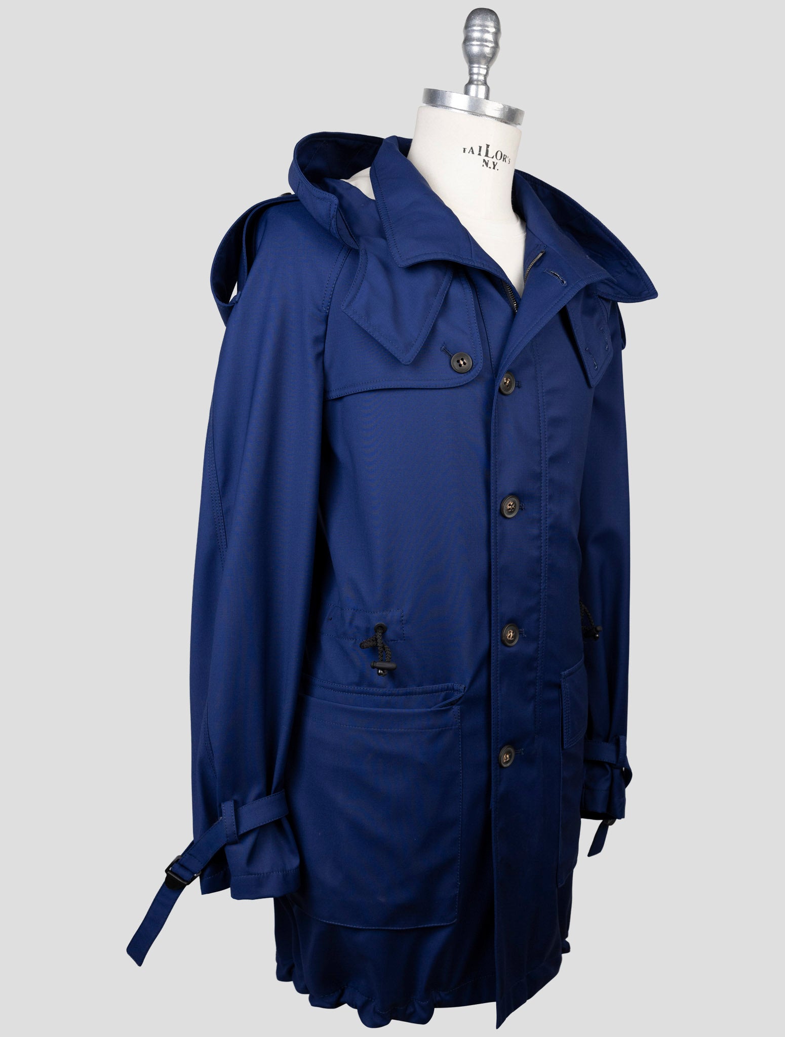 Kiton Blue Virgin Wool Pl Coat