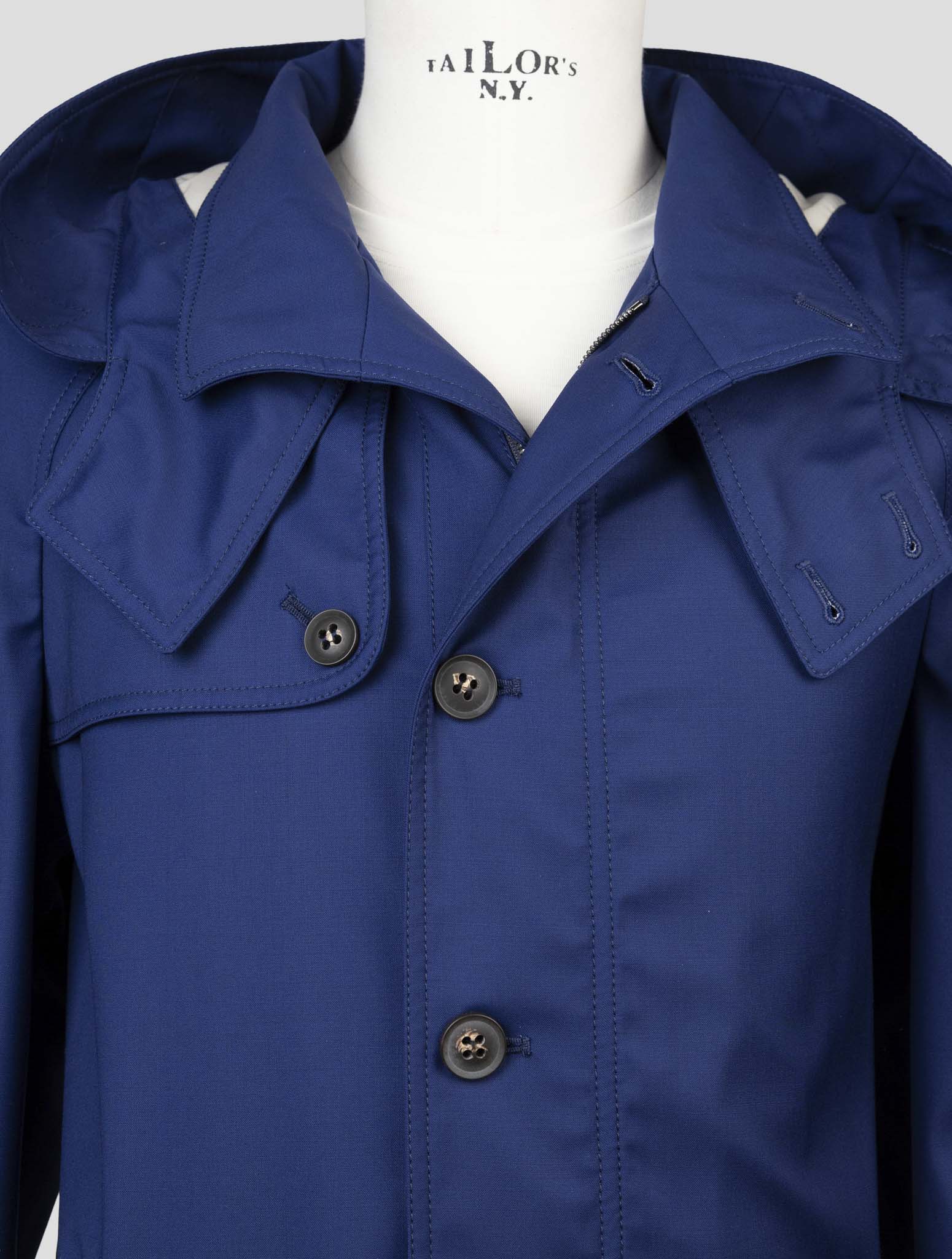 Kiton Blue Virgin Wool Pl Coat