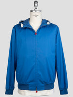 Kiton Blue Cotton Virgin Wool Coat