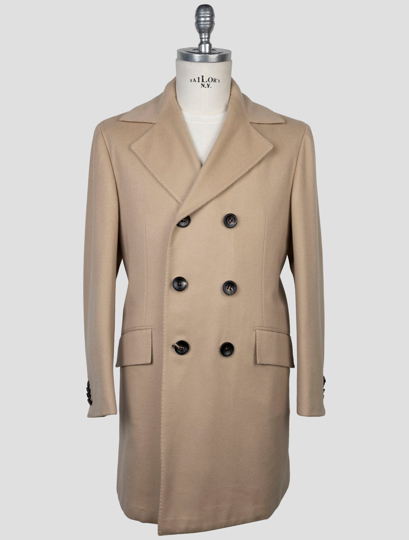 Kiton Beige Cashmere Overcoat