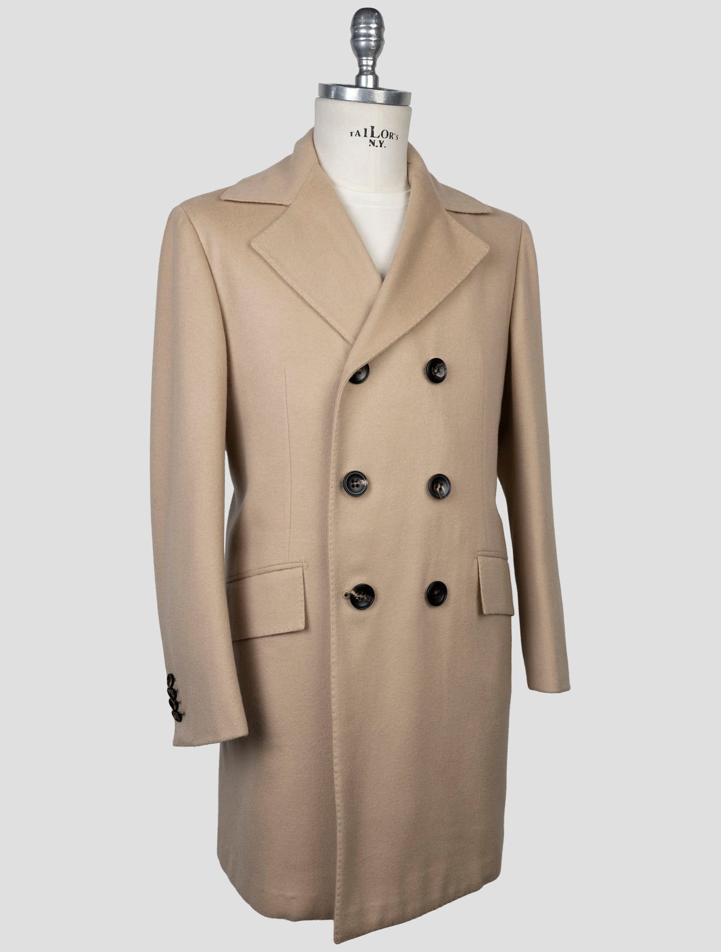 Kiton Beige Cashmere Overcoat