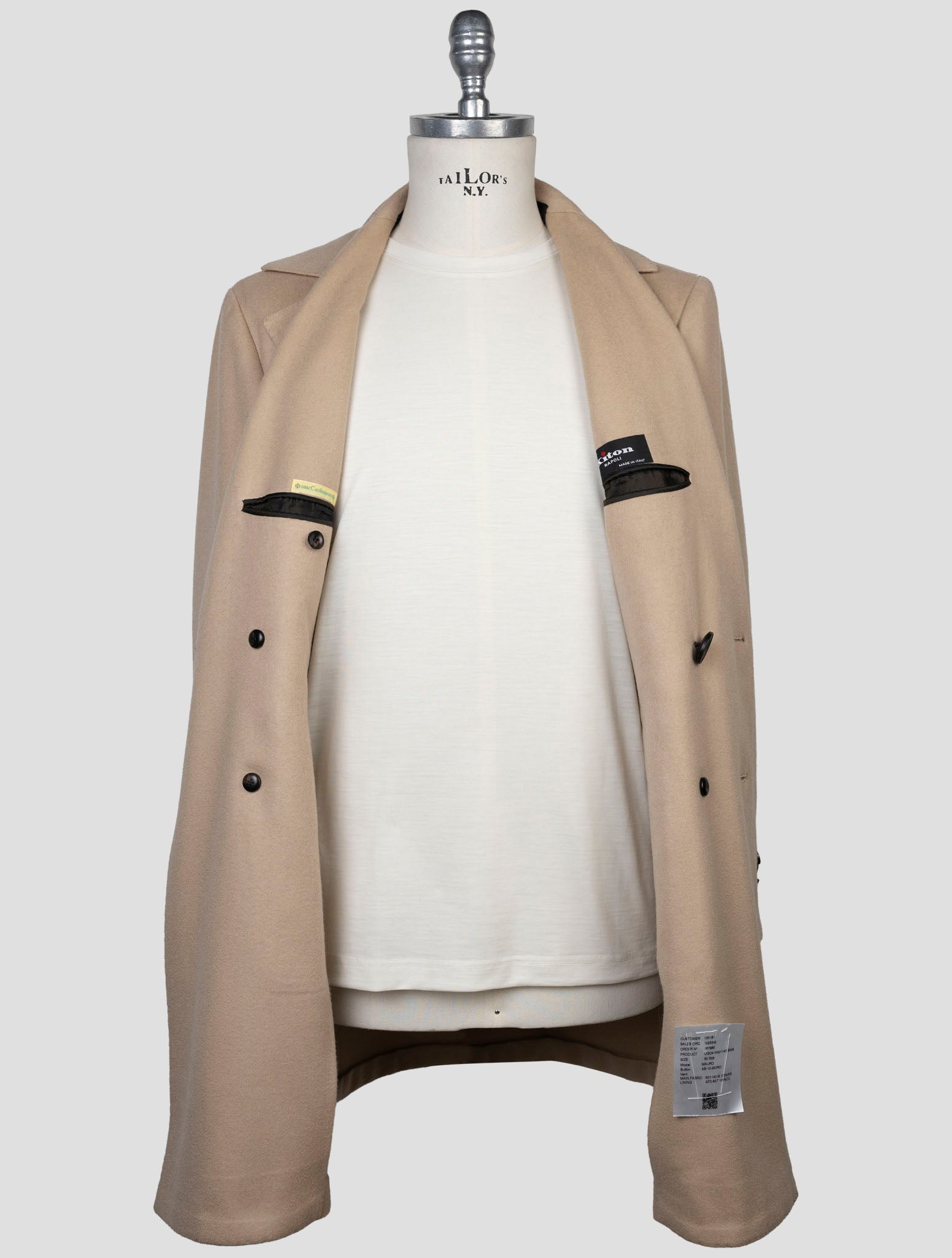 Kiton Beige Cashmere Overcoat