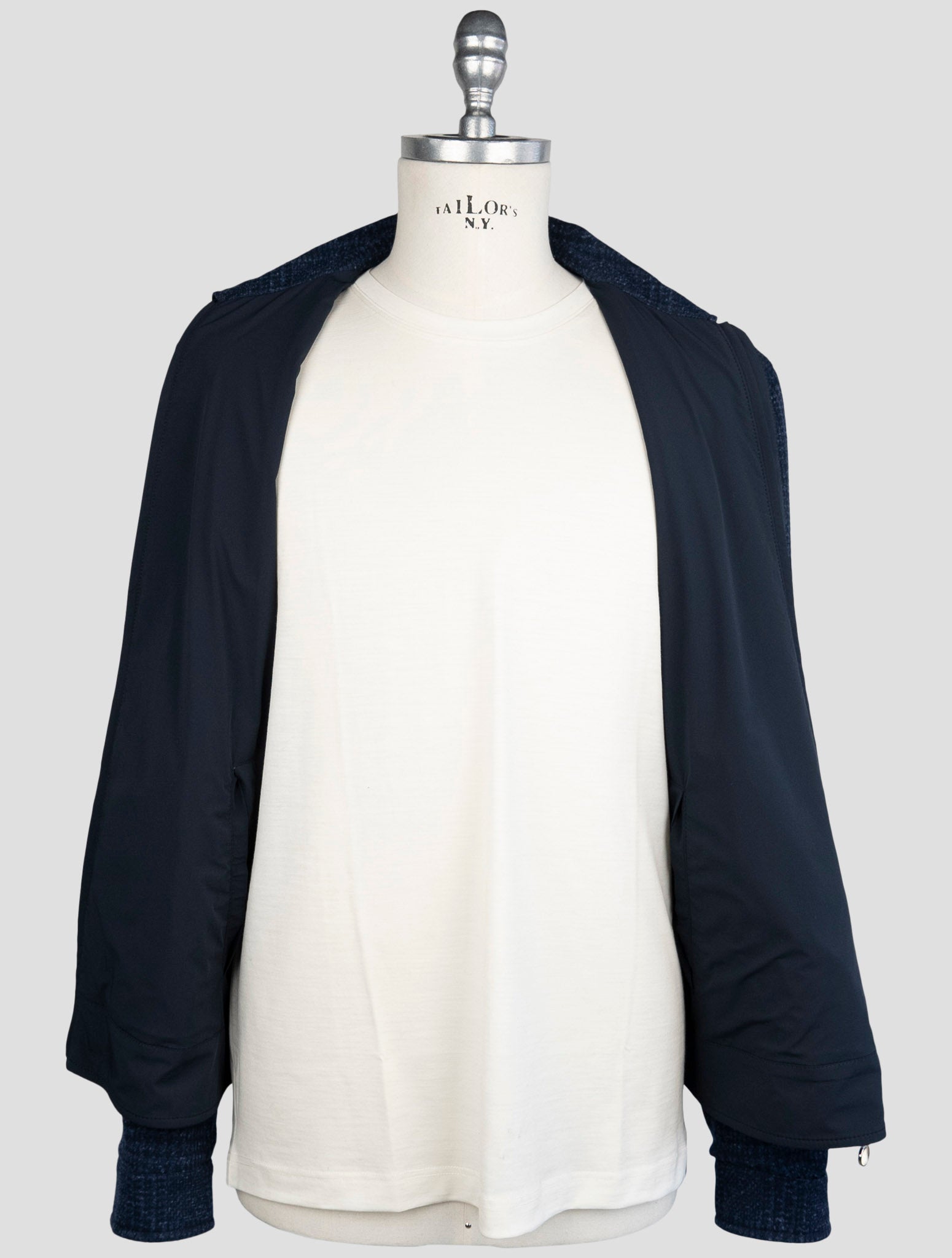 Kiton Blue Cotton Virgin Wool Linen Pl Pa Reverse Coat