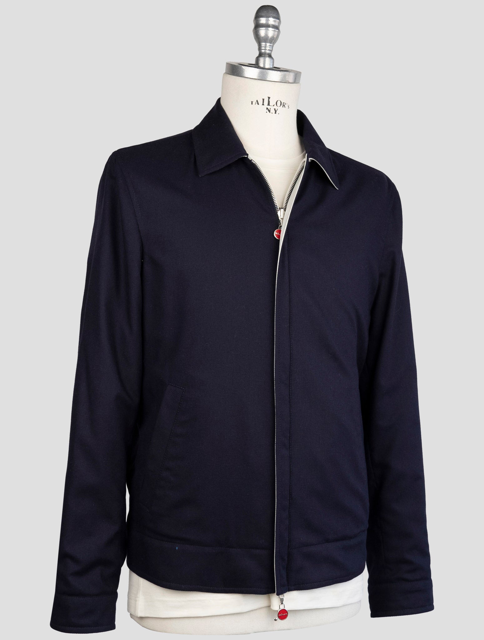 Kiton Blue Gray Silk Cashmere Pl Coat