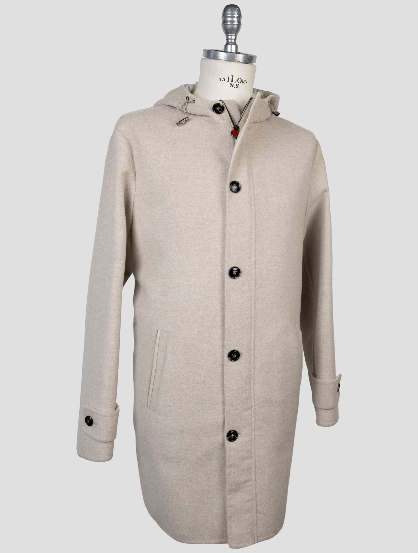 Kiton Beige Wool Cashmere Overcoat