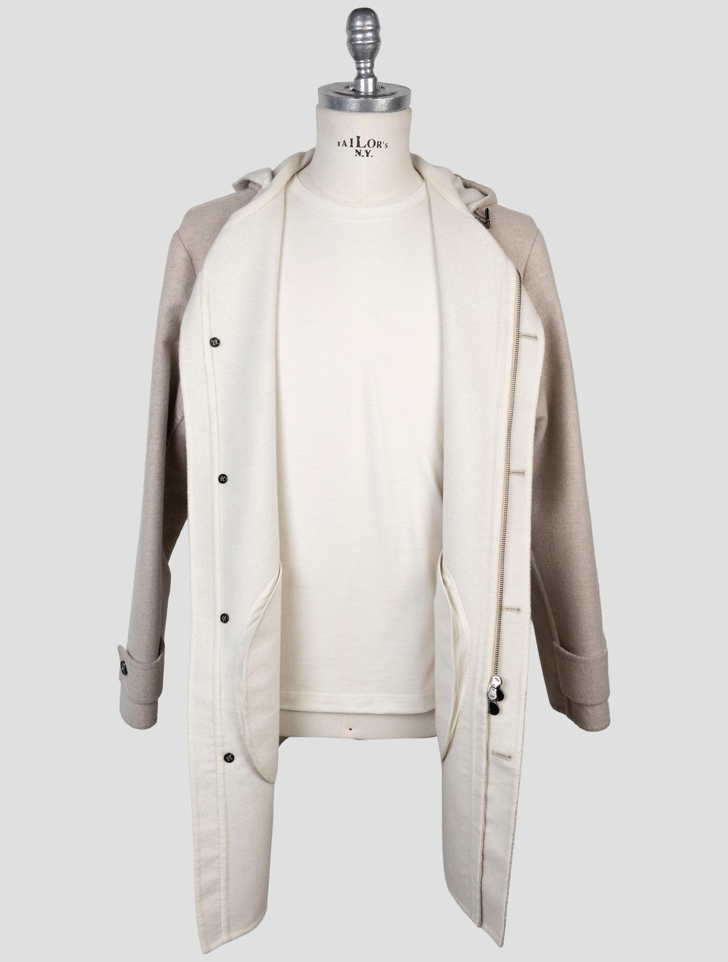 Kiton Beige Wool Cashmere Overcoat