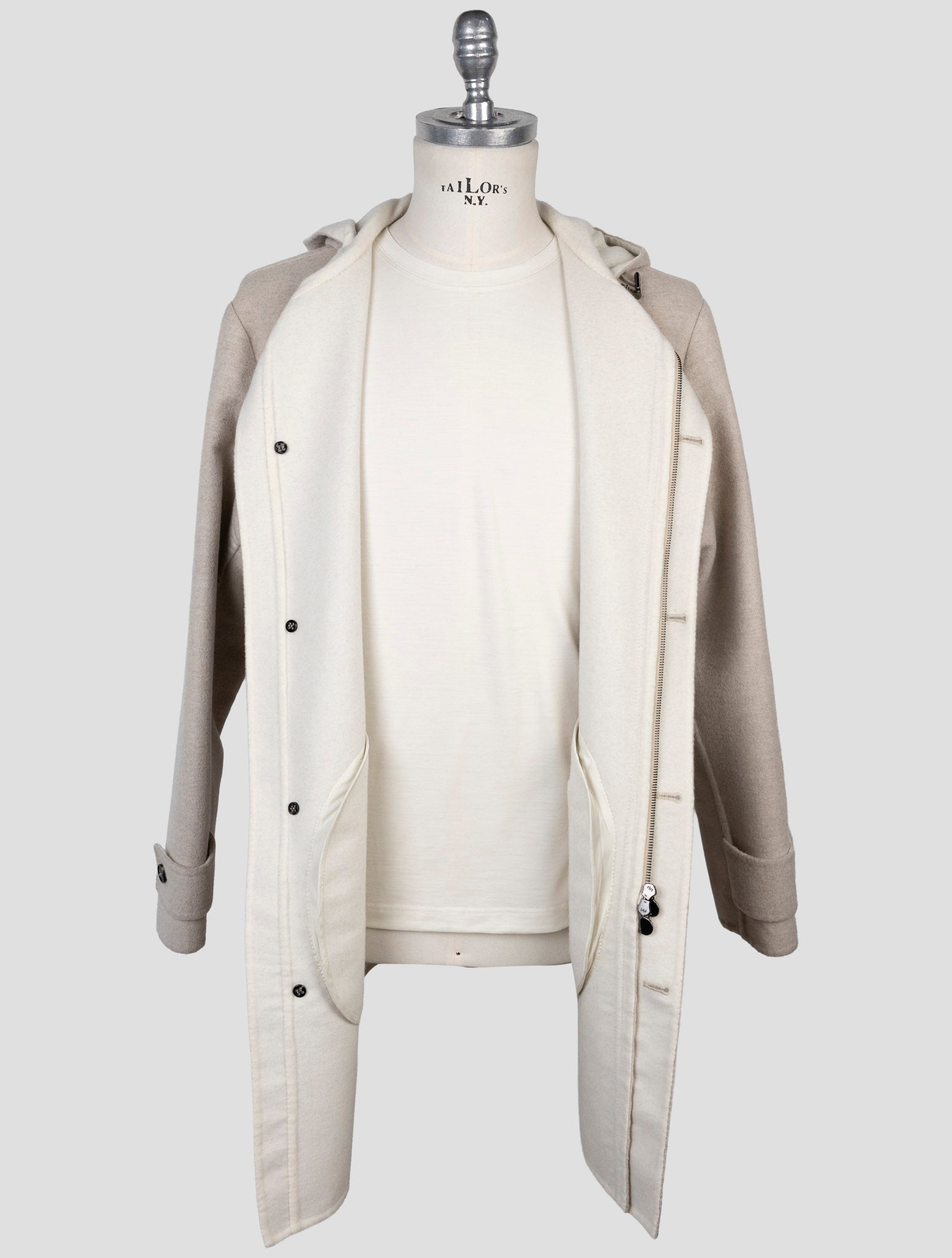 Kiton Beige Wool Cashmere Overcoat