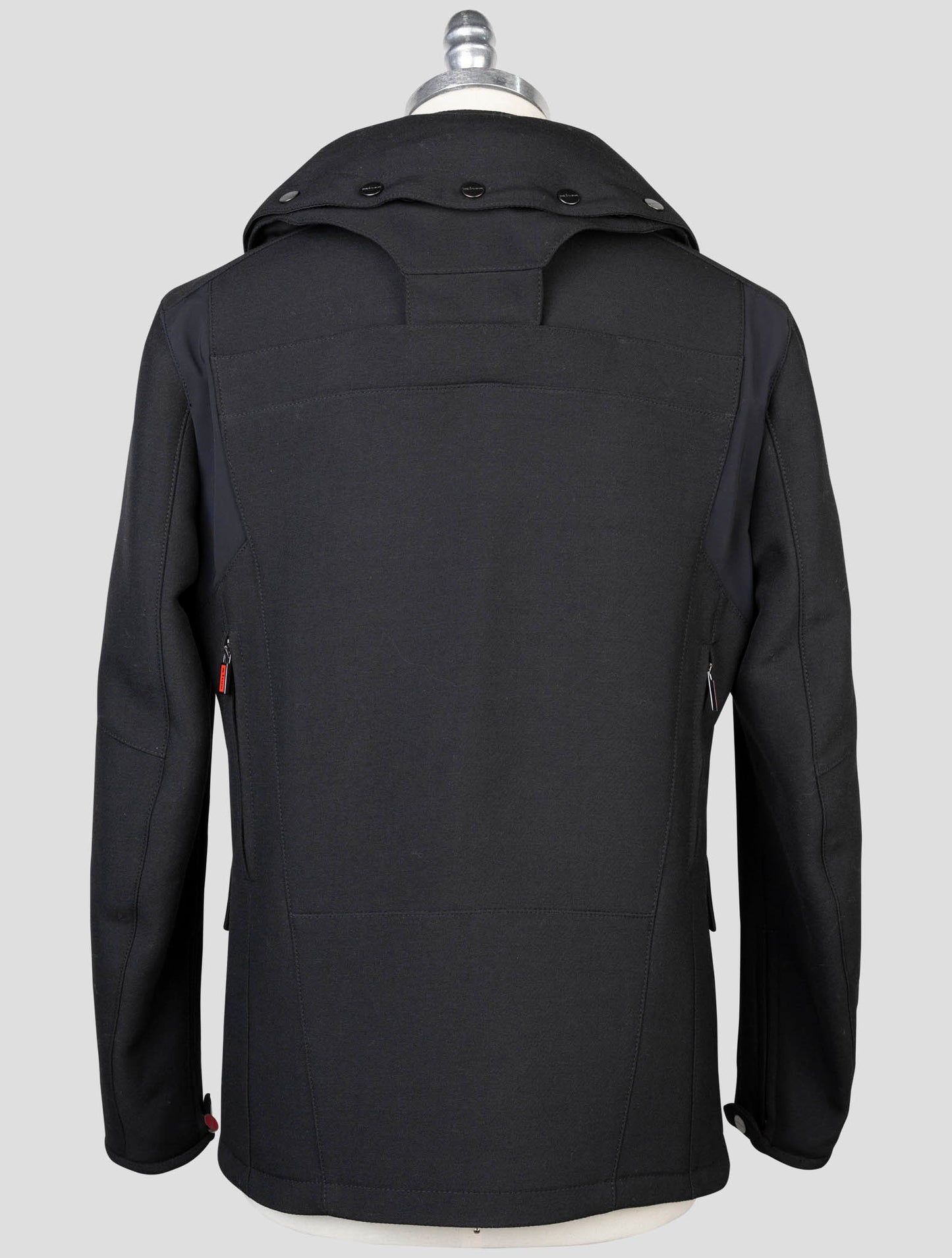 kiton Black Virgin Wool Pa Coat