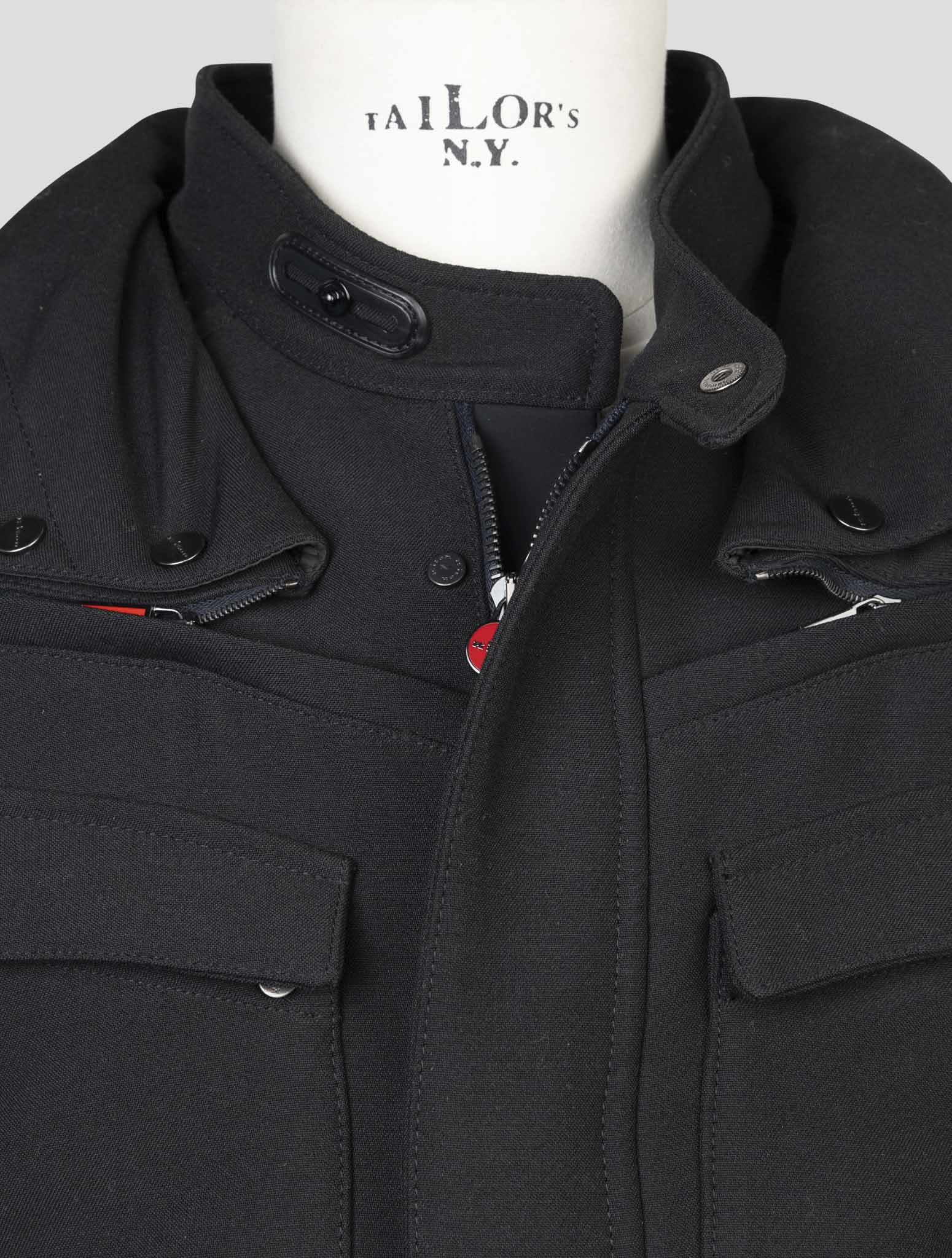 kiton Black Virgin Wool Pa Coat