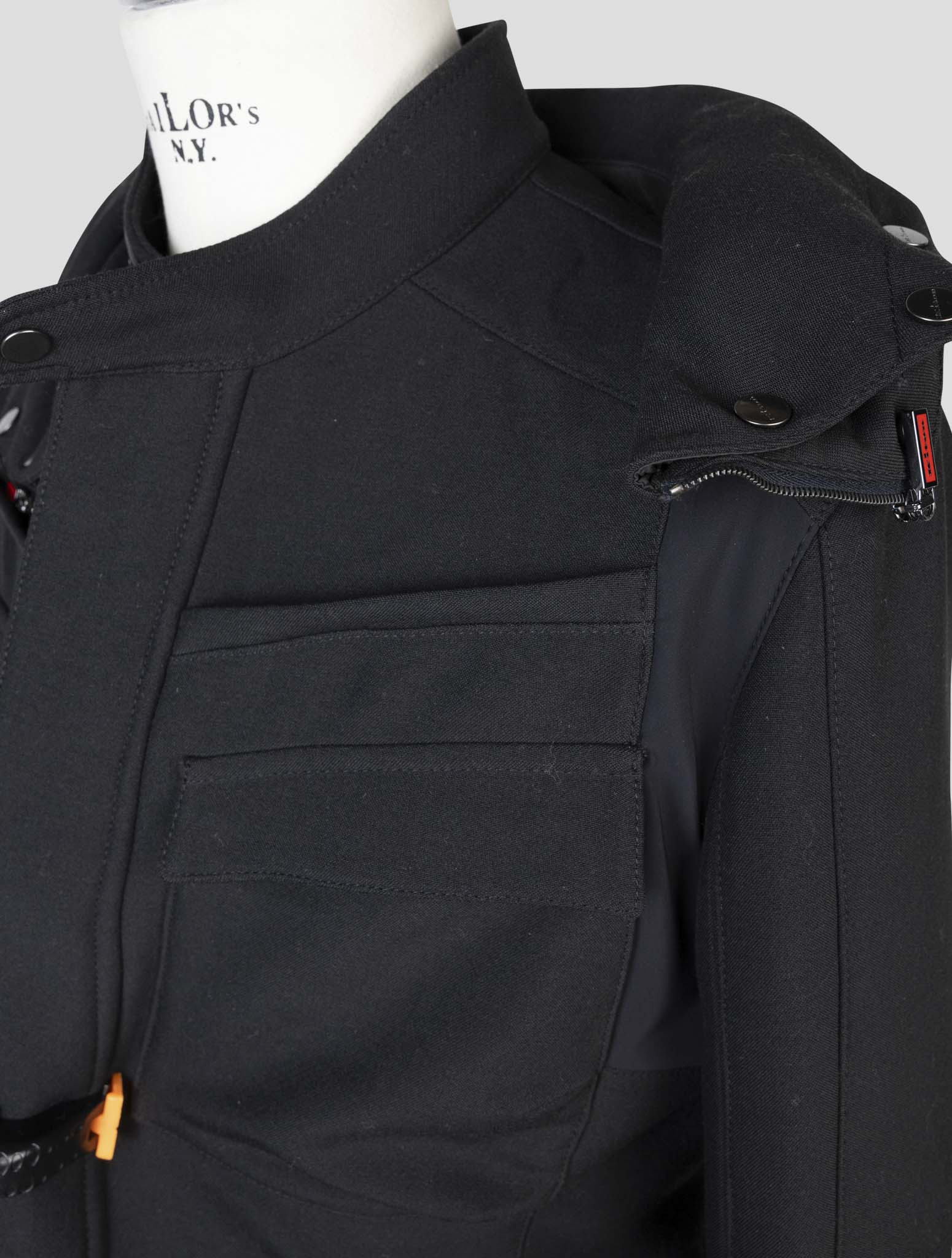 kiton Black Virgin Wool Pa Coat