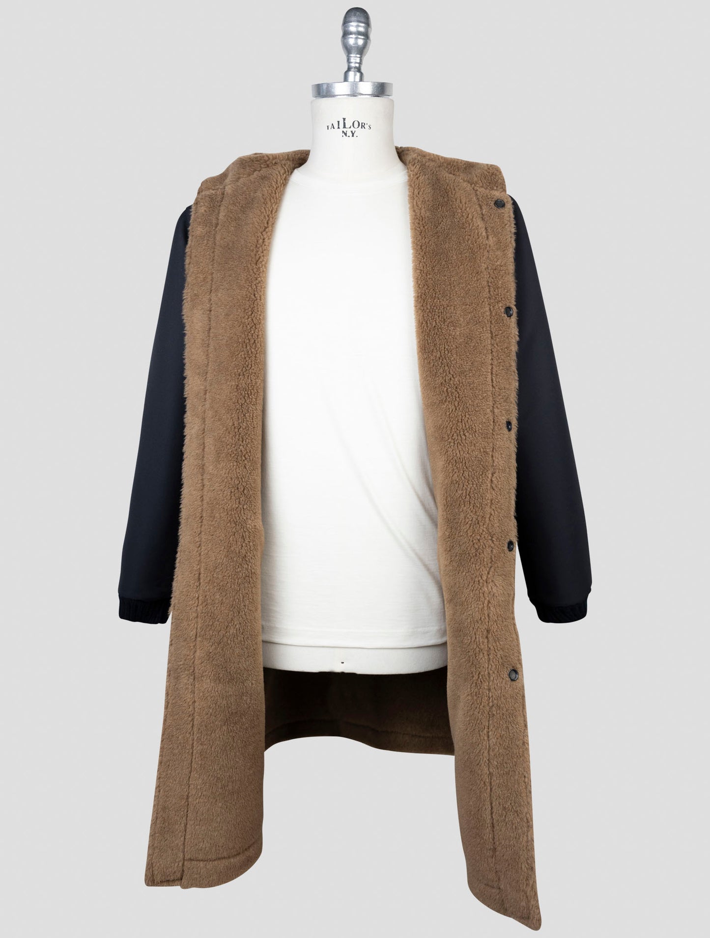 kiton Blue Wool Pa Wv Silk Reverse Overcoat