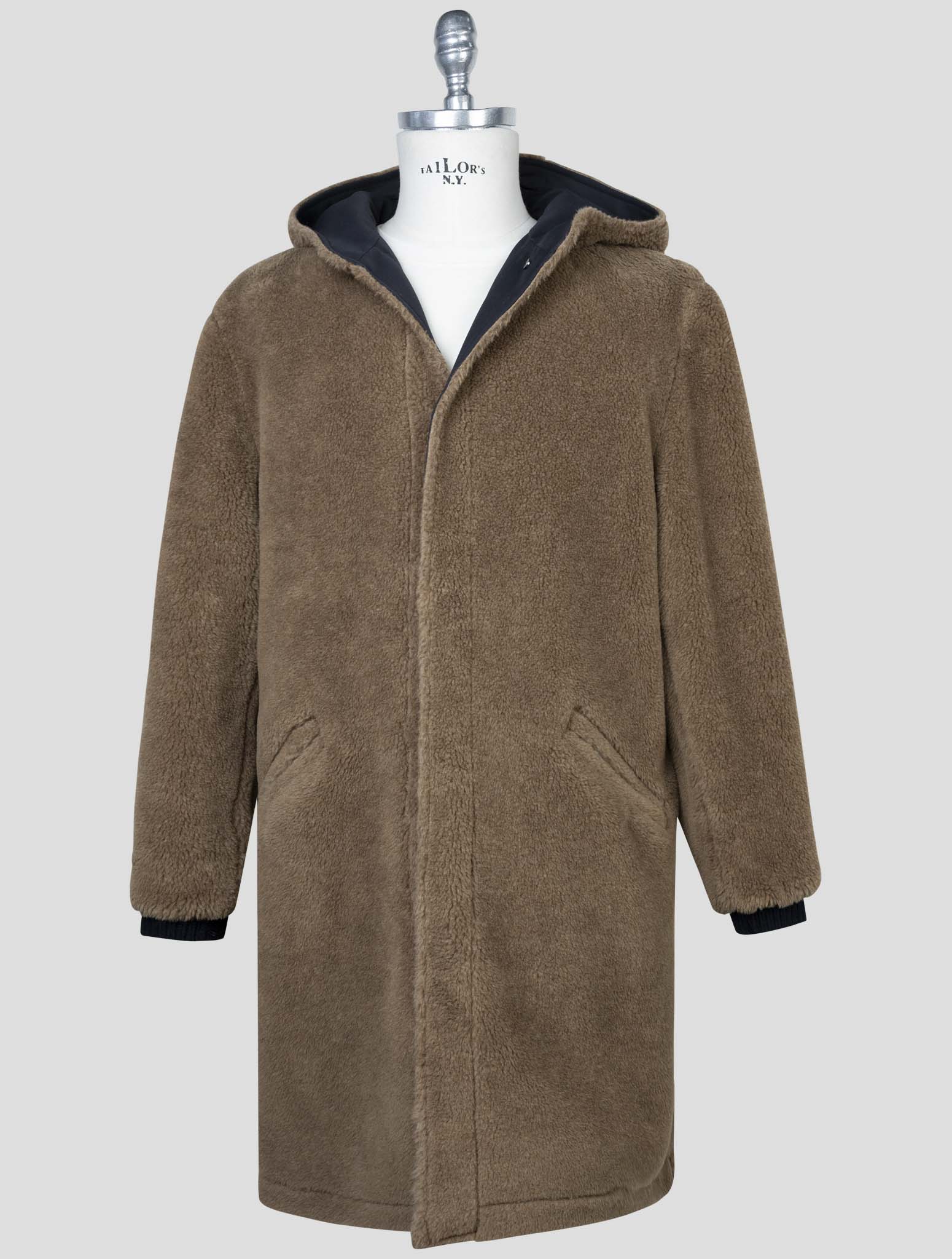 kiton Blue Wool Pa Wv Silk Reverse Overcoat