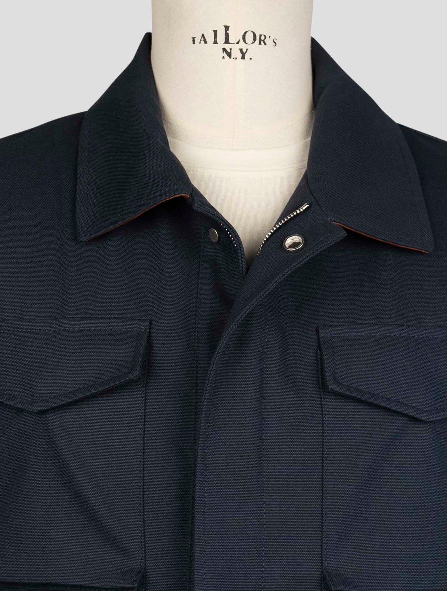 Kiton Blue Cotton Coat