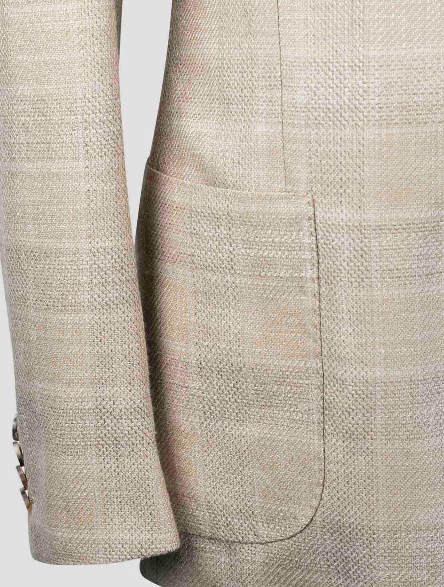 Kiton Beige Cashmere Virgin Wool Silk Linen Blazer