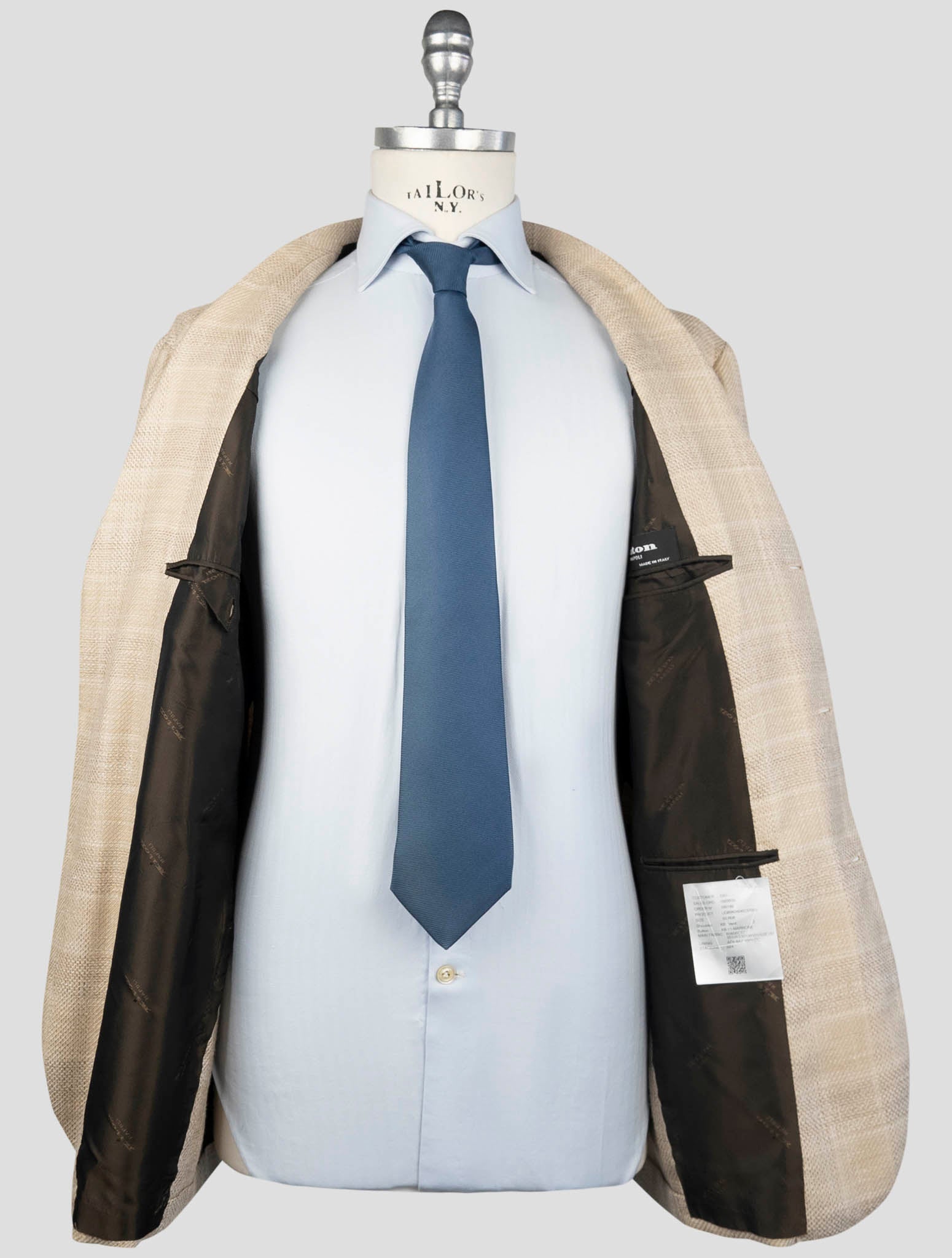 Kiton Beige Cashmere Virgin Wool Silk Linen Blazer