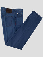 Kiton Blue Cotton Linen Jeans