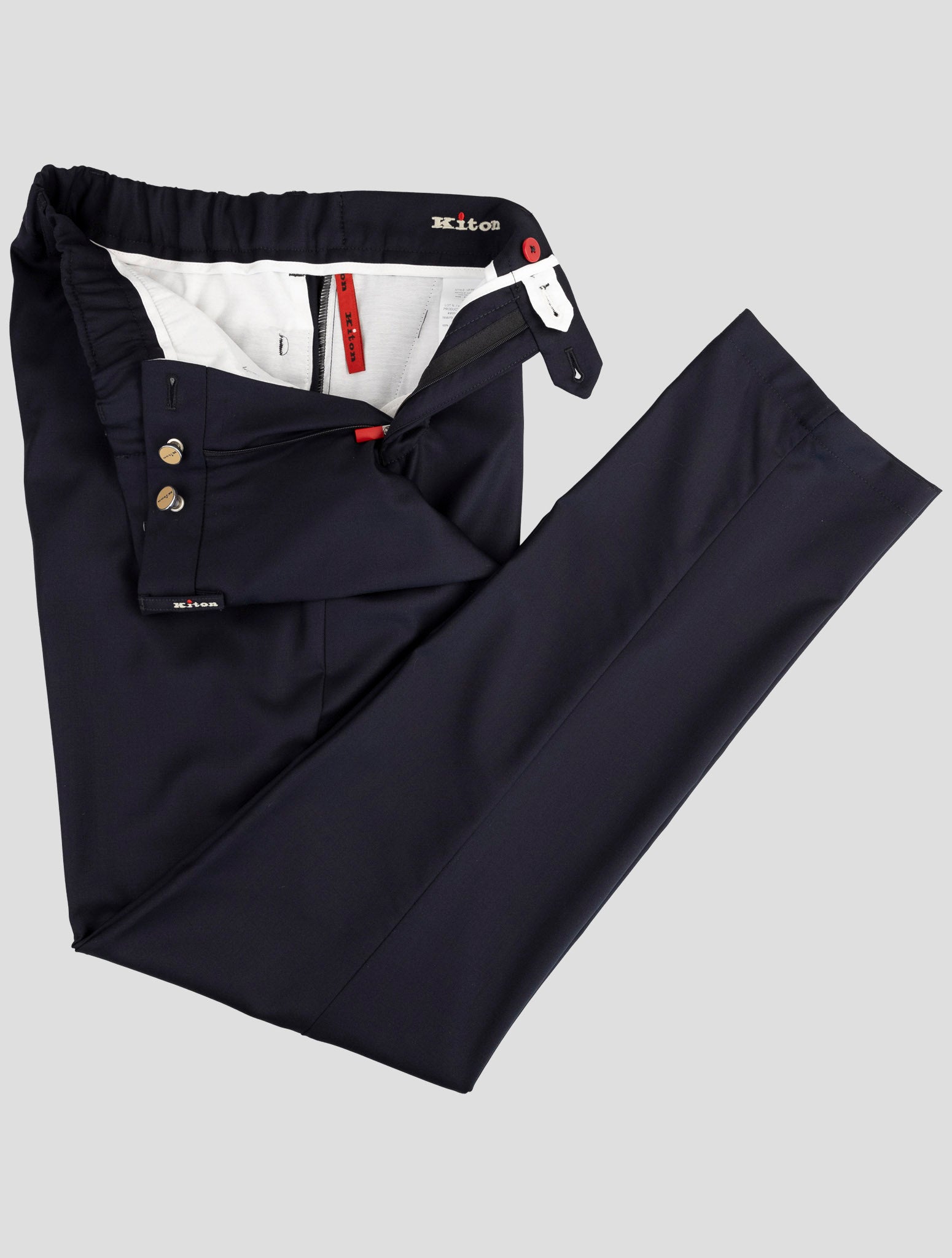 Kiton Dark Blue Virgin Wool Pants