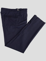 Kiton Blue Virgin Wool 14 Micron Dress Pants
